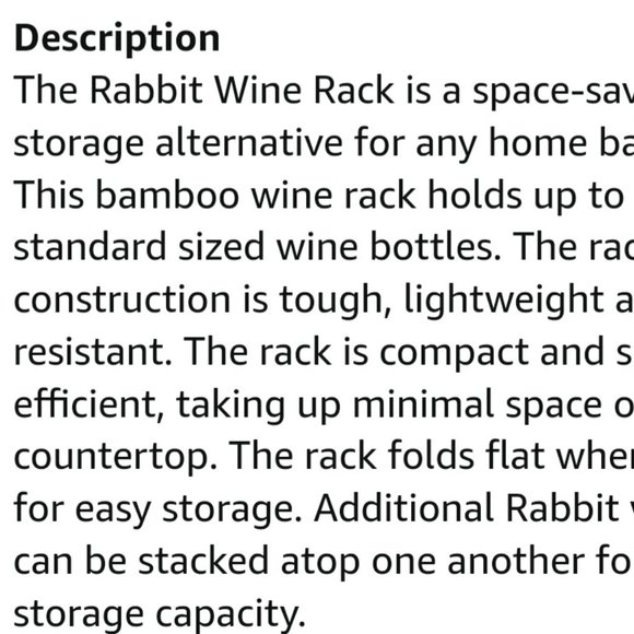 NWT Rabbit Bamboo 8 bottle wine rack - Picture 3 of 11